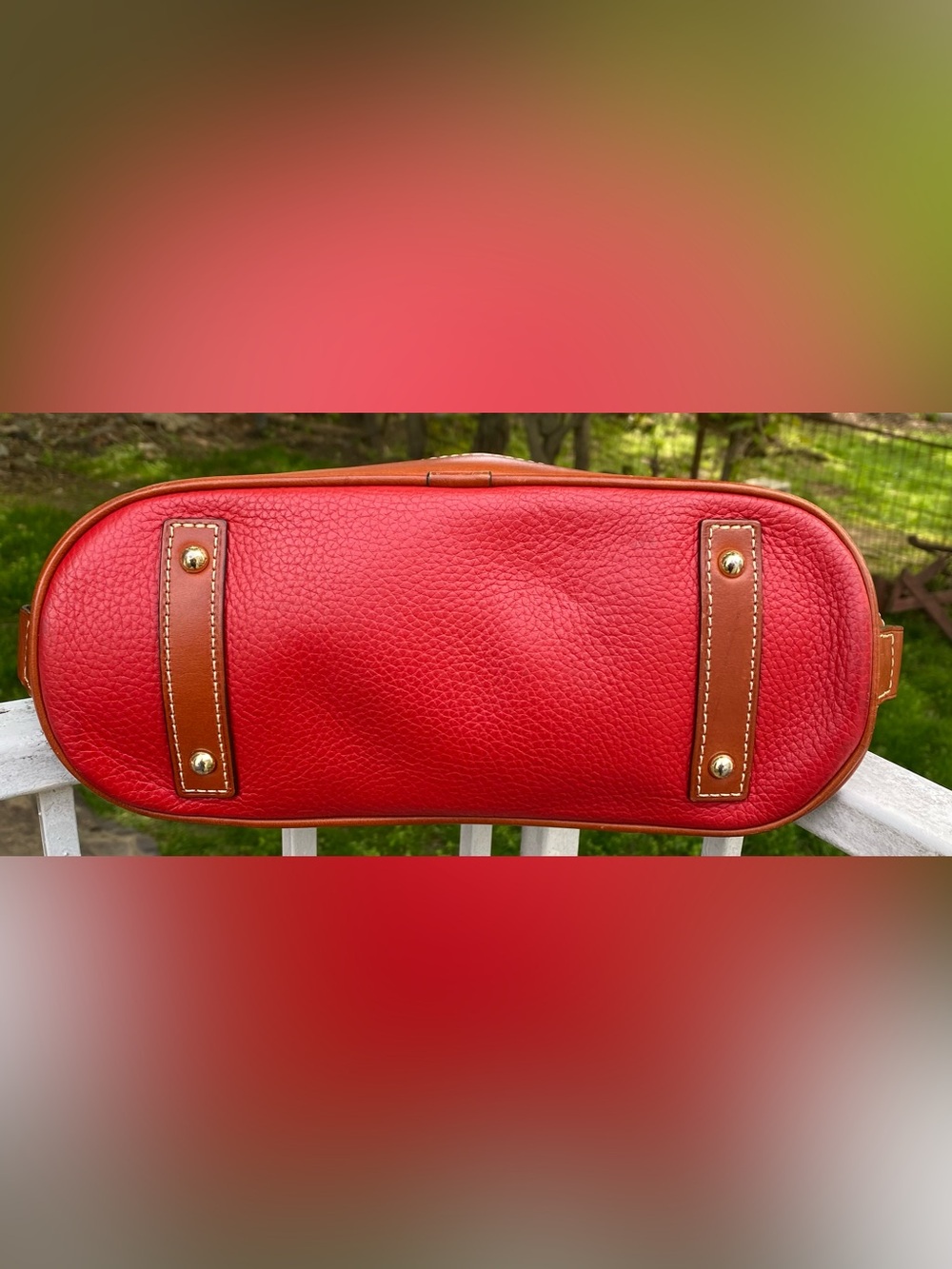 Dooney & Bourke Red Pebbled Leather Satchel Top Handle Bag Crossbody Strap - Picture 5 of 10
